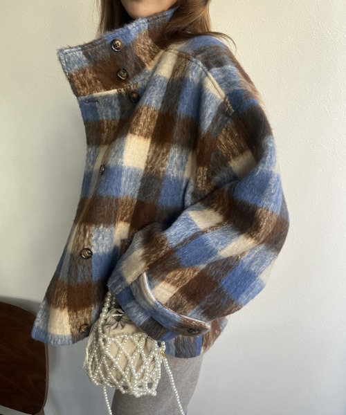 LAC-VERT（ラック・ヴェール）の「スタンドカラーウールビッグコート（ステンカラーコート・レディース・ブラック/ブラウン・FREE）」の9枚目の写真