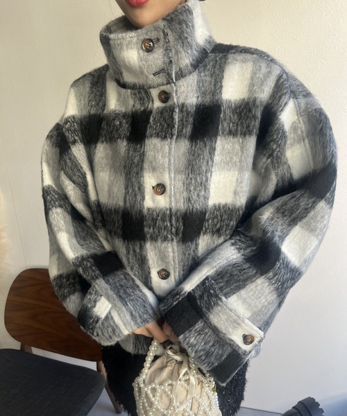 LAC-VERT（ラック・ヴェール）の「スタンドカラーウールビッグコート（ステンカラーコート・レディース・ブラック/ブラウン・FREE）」の17枚目の写真