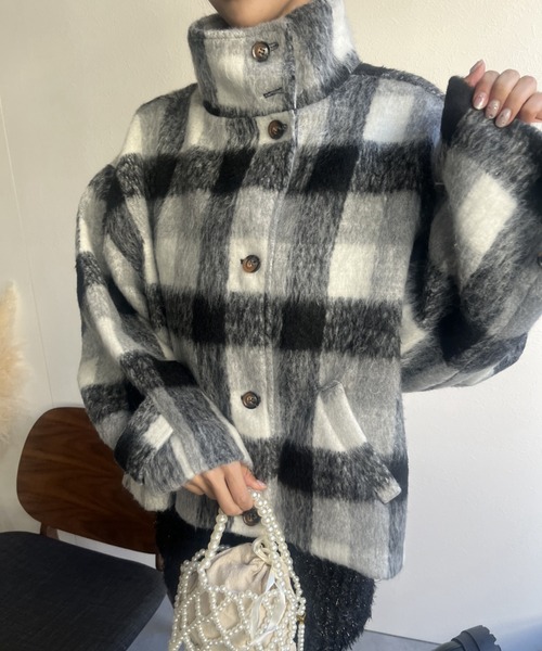 LAC-VERT（ラック・ヴェール）の「スタンドカラーウールビッグコート（ステンカラーコート・レディース・ブラック/ブラウン・FREE）」の21枚目の写真