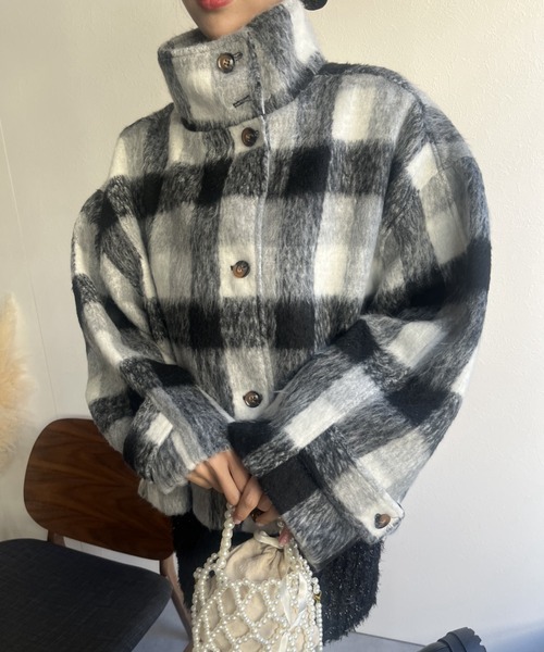 LAC-VERT（ラック・ヴェール）の「スタンドカラーウールビッグコート（ステンカラーコート・レディース・ブラック/ブラウン・FREE）」の22枚目の写真