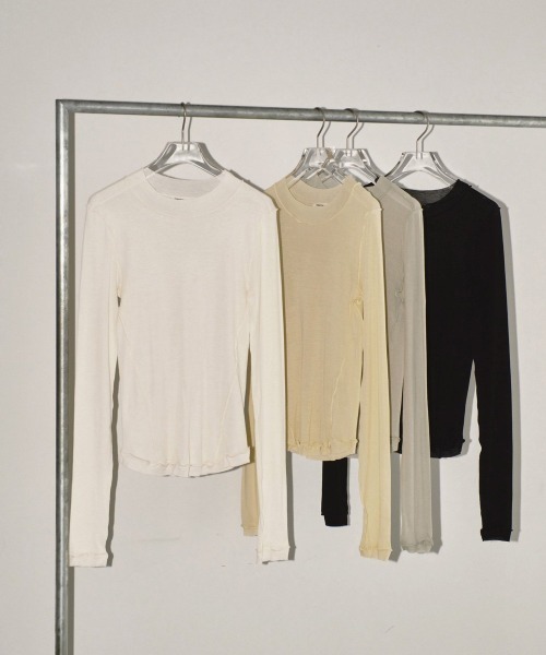 TODAYFUL（トゥデイフル）の「TODAYFUL　Sheer Crewneck Long T-shirts シアークルーネックロングTシャツ/12410608（Tシャツ/カットソー・レディース・ミント/ブラック/クリーム/キナリ・ONE SIZE）」の8枚目の写真