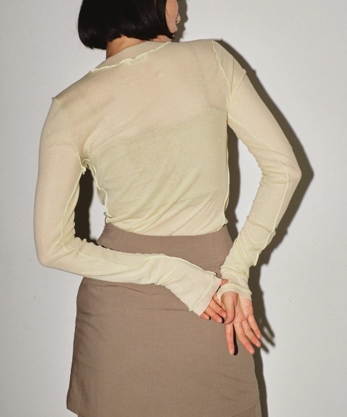 TODAYFUL（トゥデイフル）の「TODAYFUL　Sheer Crewneck Long T-shirts シアークルーネックロングTシャツ/12410608（Tシャツ/カットソー・レディース・ミント/ブラック/クリーム/キナリ・ONE SIZE）」の7枚目の写真