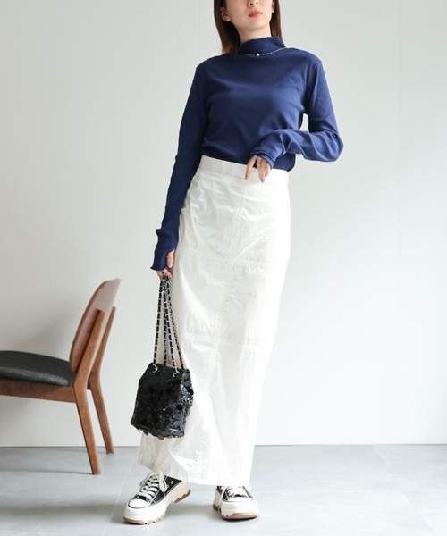 セール】【サムホール付き】 メローハイネックトップス/フィンガー