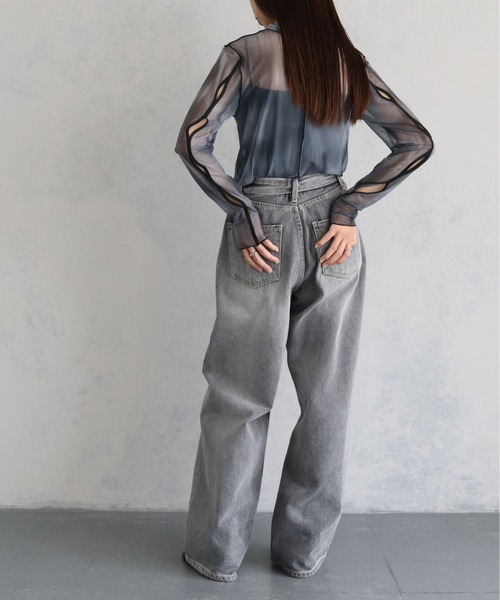 cheriella（シェリエラ）の「【cheriella】前後２WAYウェーブホールマーブルシアートップス（Tシャツ/カットソー・レディース・カーキ/パープル/グリーン/ブルー/ベージュ/ワイン/チャコールグレー・M）」の10枚目の写真