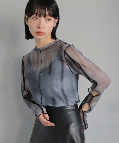 cheriella】前後2WAYウェーブホールマーブルシアートップス（T