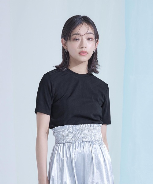 miette(ミエット)の「バックオープンリブトップス(Tシャツ/カットソー・レディース・ブラック/ホワイト・FREE)」の8枚目の写真