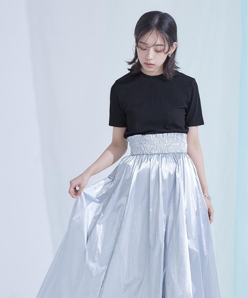 miette(ミエット)の「バックオープンリブトップス(Tシャツ/カットソー・レディース・ブラック/ホワイト・FREE)」の10枚目の写真