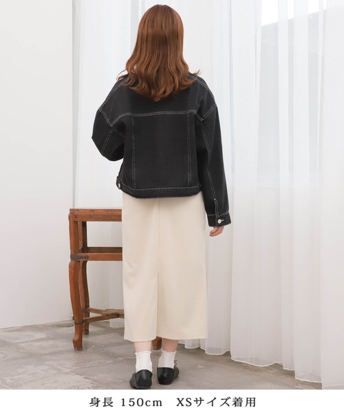 セール】【150㎝前後の小柄さんサイズ】ノーカラーデニム