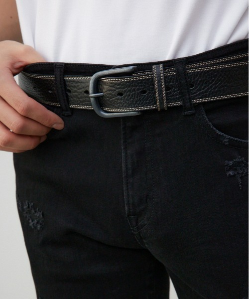 AZUL by moussy（アズールバイマウジー）の「ステッチレザーベルト（ベルト・メンズ・ブラック/ブラウン・FREE）」の2枚目の写真