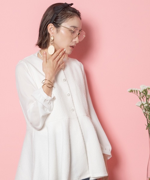 MHBG TOKYO(エムエイチビージートーキョー)の「ペプラムフレアーベスト(ベスト・レディース・ブラック/アイボリー・FREE)」の12枚目の写真