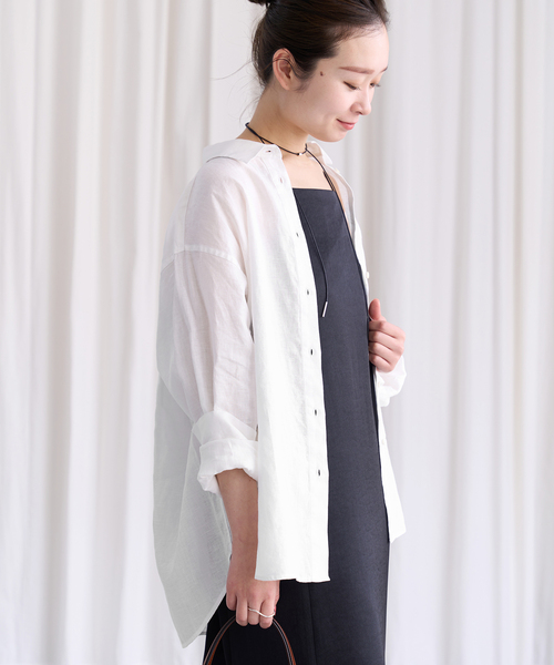 IENA（イエナ）の「リネン オーバーシャツ（シャツ/ブラウス・レディース・ベージュ/ホワイト/ブラック系その他・36/38）」の12枚目の写真