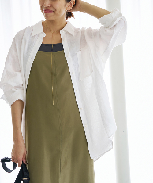 IENA（イエナ）の「リネン オーバーシャツ（シャツ/ブラウス・レディース・ベージュ/ホワイト/ブラック系その他・36/38）」の11枚目の写真