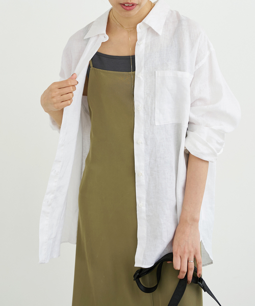 IENA（イエナ）の「リネン オーバーシャツ（シャツ/ブラウス・レディース・ベージュ/ホワイト/ブラック系その他・36/38）」の9枚目の写真