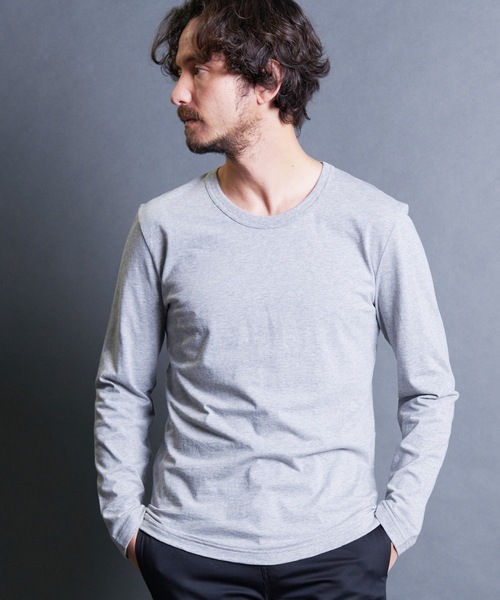 Magine(マージン)の「CTN BASIC U/N L/S:コットンベーシック Uネック ロングスリーブ 24SS(Tシャツ/カットソー・メンズ・オリーブ/ブラック/グレー/ホワイト・44/48/46)」の3枚目の写真