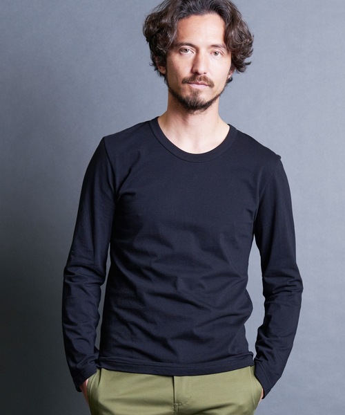 Magine(マージン)の「CTN BASIC U/N L/S:コットンベーシック Uネック ロングスリーブ 24SS(Tシャツ/カットソー・メンズ・オリーブ/ブラック/グレー/ホワイト・44/48/46)」の1枚目の写真