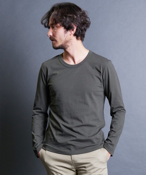 Magine(マージン)の「CTN BASIC U/N L/S:コットンベーシック Uネック ロングスリーブ 24SS(Tシャツ/カットソー・メンズ・オリーブ/ブラック/グレー/ホワイト・44/48/46)」の17枚目の写真
