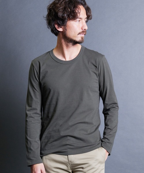 Magine(マージン)の「CTN BASIC U/N L/S:コットンベーシック Uネック ロングスリーブ 24SS(Tシャツ/カットソー・メンズ・オリーブ/ブラック/グレー/ホワイト・44/48/46)」の18枚目の写真