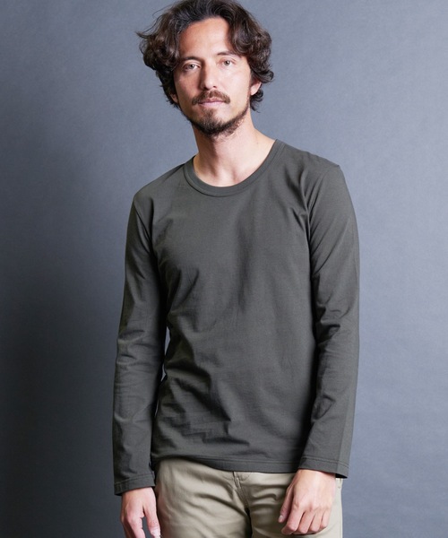 Magine(マージン)の「CTN BASIC U/N L/S:コットンベーシック Uネック ロングスリーブ 24SS(Tシャツ/カットソー・メンズ・オリーブ/ブラック/グレー/ホワイト・44/48/46)」の19枚目の写真