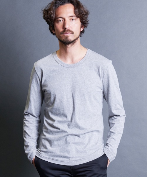 Magine(マージン)の「CTN BASIC U/N L/S:コットンベーシック Uネック ロングスリーブ 24SS(Tシャツ/カットソー・メンズ・オリーブ/ブラック/グレー/ホワイト・44/48/46)」の13枚目の写真
