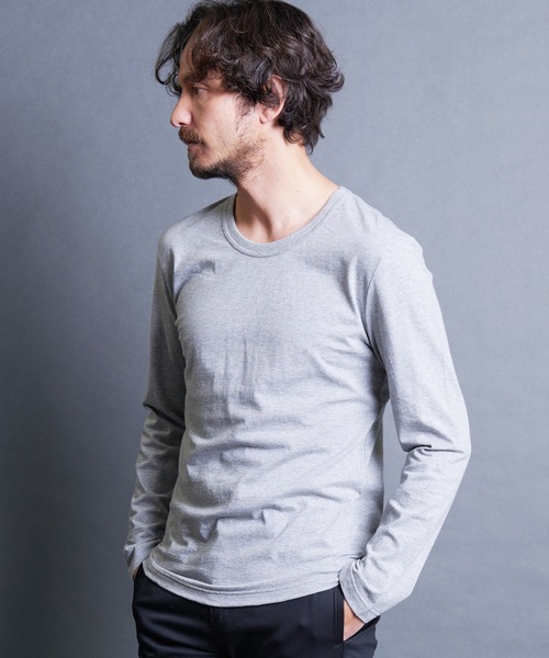 Magine(マージン)の「CTN BASIC U/N L/S:コットンベーシック Uネック ロングスリーブ 24SS(Tシャツ/カットソー・メンズ・オリーブ/ブラック/グレー/ホワイト・44/48/46)」の15枚目の写真