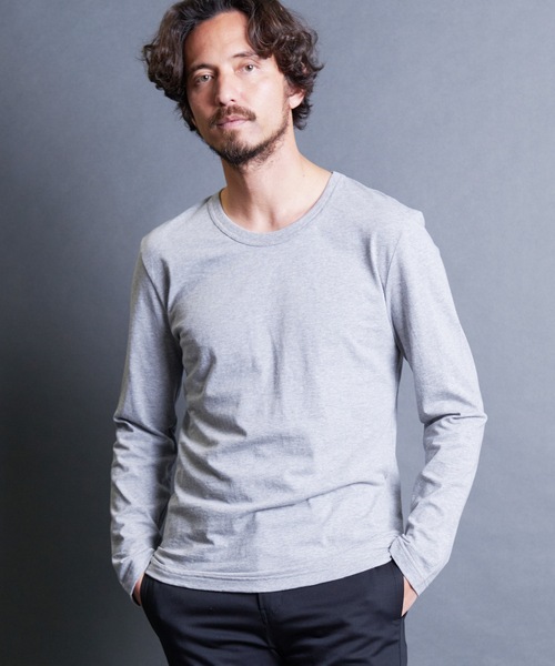 Magine(マージン)の「CTN BASIC U/N L/S:コットンベーシック Uネック ロングスリーブ 24SS(Tシャツ/カットソー・メンズ・オリーブ/ブラック/グレー/ホワイト・44/48/46)」の16枚目の写真