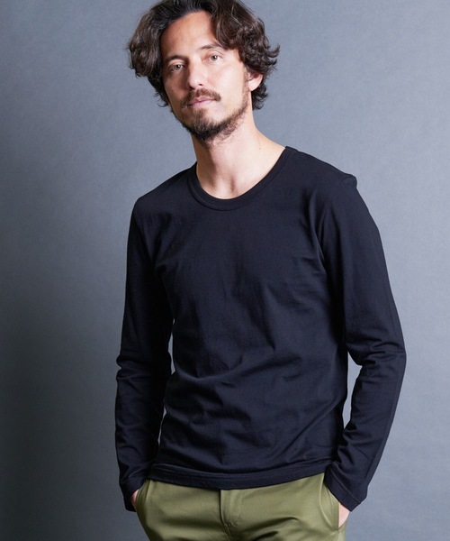 Magine(マージン)の「CTN BASIC U/N L/S:コットンベーシック Uネック ロングスリーブ 24SS(Tシャツ/カットソー・メンズ・オリーブ/ブラック/グレー/ホワイト・44/48/46)」の11枚目の写真