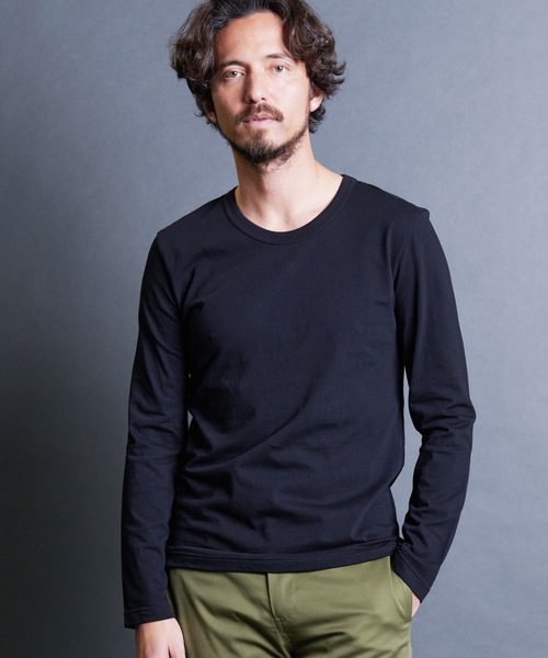 Magine(マージン)の「CTN BASIC U/N L/S:コットンベーシック Uネック ロングスリーブ 24SS(Tシャツ/カットソー・メンズ・オリーブ/ブラック/グレー/ホワイト・44/48/46)」の12枚目の写真