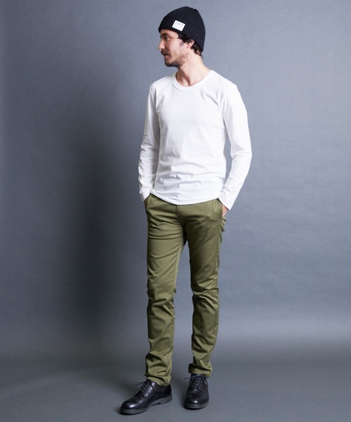 Magine(マージン)の「CTN BASIC U/N L/S:コットンベーシック Uネック ロングスリーブ 24SS(Tシャツ/カットソー・メンズ・オリーブ/ブラック/グレー/ホワイト・44/48/46)」の21枚目の写真