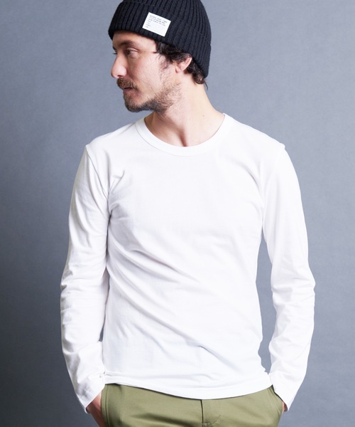 Magine(マージン)の「CTN BASIC U/N L/S:コットンベーシック Uネック ロングスリーブ 24SS(Tシャツ/カットソー・メンズ・オリーブ/ブラック/グレー/ホワイト・44/48/46)」の7枚目の写真