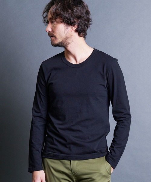 Magine(マージン)の「CTN BASIC U/N L/S:コットンベーシック Uネック ロングスリーブ 24SS(Tシャツ/カットソー・メンズ・オリーブ/ブラック/グレー/ホワイト・44/48/46)」の10枚目の写真