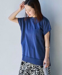 サラコハイネックフレンチスリーブサマーニットトップス