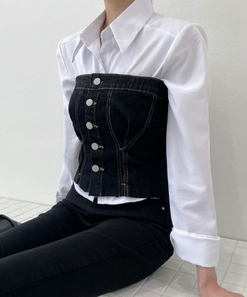tシャツ デニムビスチェ レディース VIVID LADY（ビビッドレディー）の「デニムビスチェステッチ