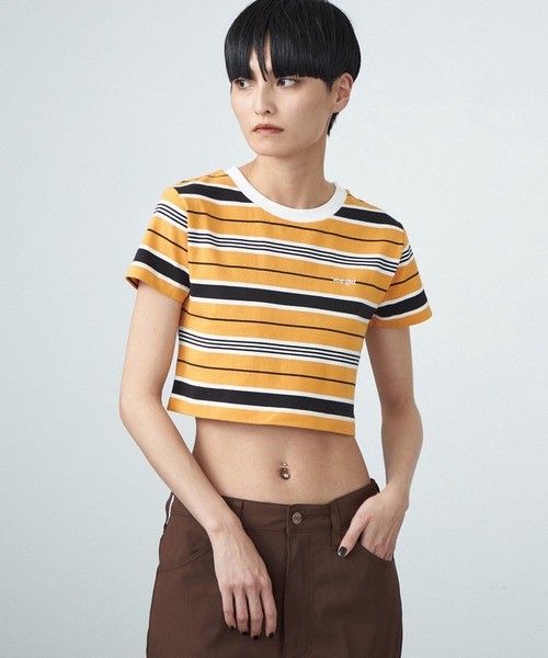 sayuki MACHATT ボーダークロップドロンT(イエロー) セール】WRANGLER/ラングラー クロップドボーダー ショート