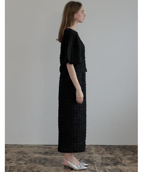 Re:EDIT（リエディ）の「[2024SS COLLECTION][MEISM by Re:EDIT]ワッフルライクふくれジャガードサイドリボントップス（その他トップス・レディース・ブラック/ホワイト・MEDIUM/LARGE）」の20枚目の写真