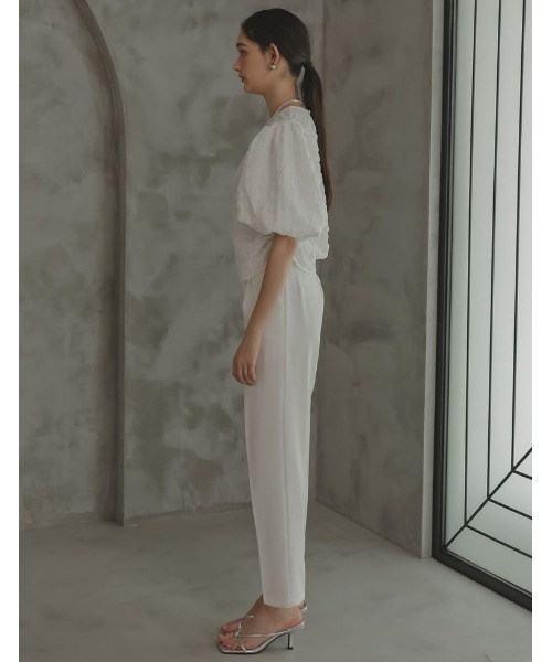 Re:EDIT（リエディ）の「[2024SS COLLECTION][MEISM by Re:EDIT]ワッフルライクふくれジャガードサイドリボントップス（その他トップス・レディース・ブラック/ホワイト・MEDIUM/LARGE）」の3枚目の写真