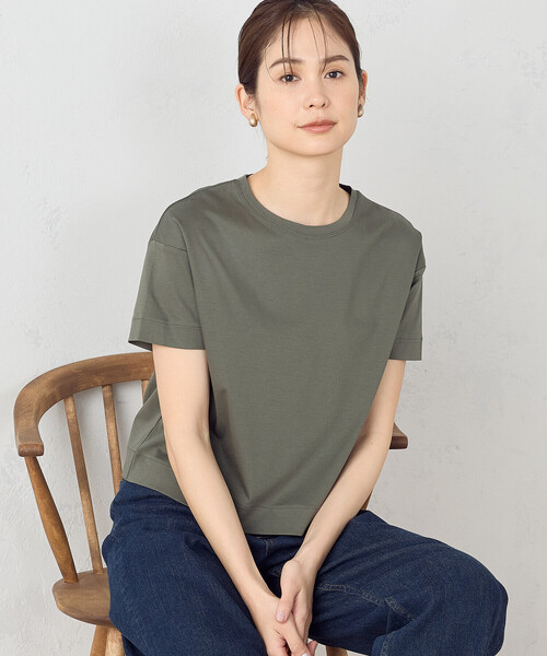 COMME CA ISM(コムサイズム)の「クロップト丈 Tシャツ(Tシャツ/カットソー・レディース・ホワイト/カーキ/ブラック・LARGE/MEDIUM)」の1枚目の写真