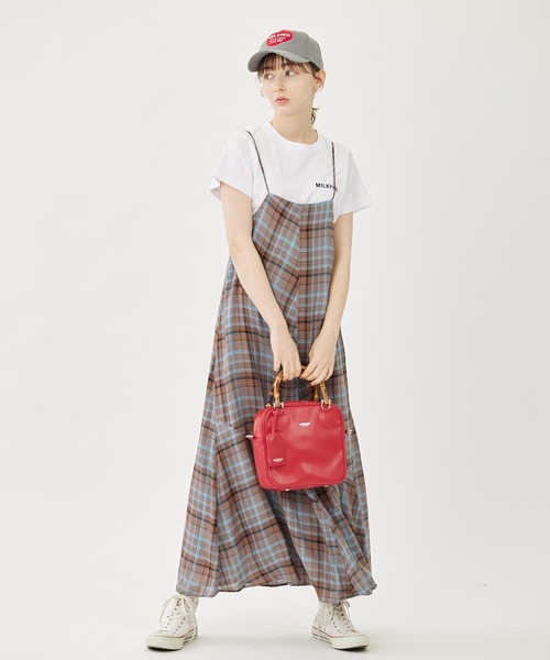 MILKFED.（ミルクフェド）の「PLAID CAMISOLE DRESS（ワンピース・レディース・ブラック/ベージュ/ライトブルー・ONE SIZE）」の11枚目の写真
