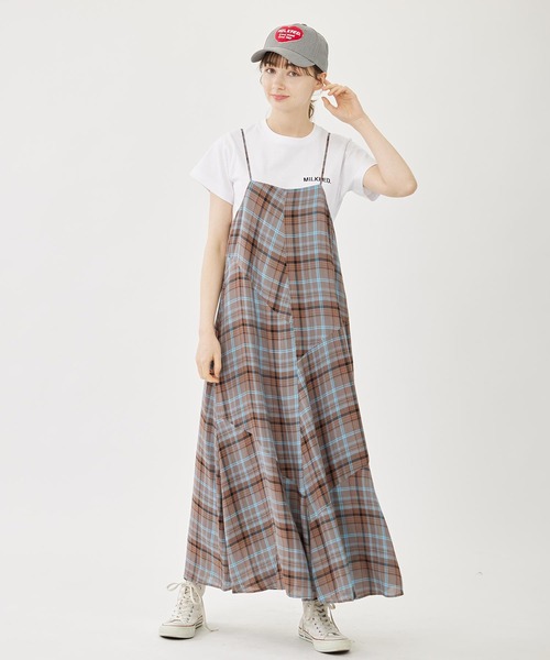 MILKFED.(ミルクフェド)の「PLAID CAMISOLE DRESS(ワンピース・レディース・ブラック/ベージュ/ライトブルー・ONE SIZE)」の22枚目の写真