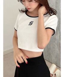 RESEXXY | バイカラーロゴ刺繍テレコトップス(Tシャツ/カットソー)