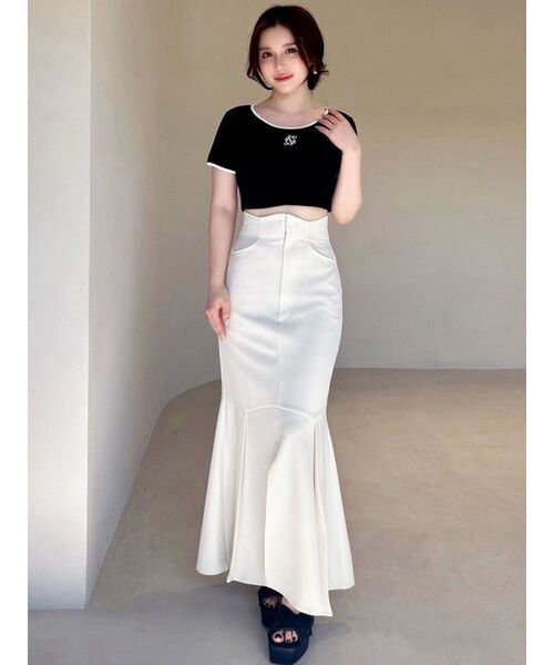 RESEXXY（リゼクシー）の「バイカラーロゴ刺繍テレコトップス（Tシャツ/カットソー・レディース・ピンク/ホワイト/ブラック・FREE）」の18枚目の写真