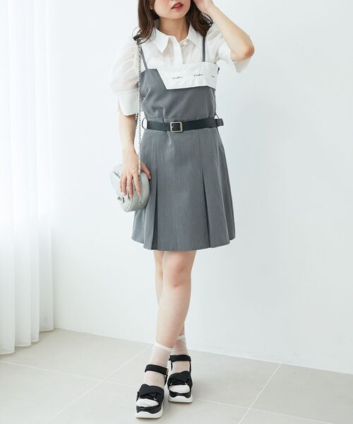 MAJESTIC LEGON(マジェスティックレゴン)の「折り返しミニキャミワンピ(ワンピース・レディース・ブラック/グレー・MEDIUM)」の3枚目の写真