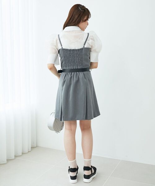 MAJESTIC LEGON(マジェスティックレゴン)の「折り返しミニキャミワンピ(ワンピース・レディース・ブラック/グレー・MEDIUM)」の6枚目の写真