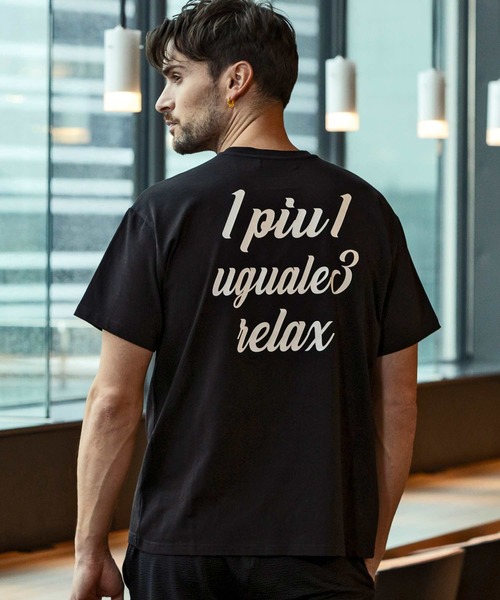 【セール】1PIU1UGUALE3 RELAX(ウノピゥウノウグァーレトレ リラックス)バックグリッターロゴ半袖Tシャツ（Tシャツ/カットソー）｜1PIU1UGUALE3 RELAX （ウノピゥウノウグァーレトレ リラックス）