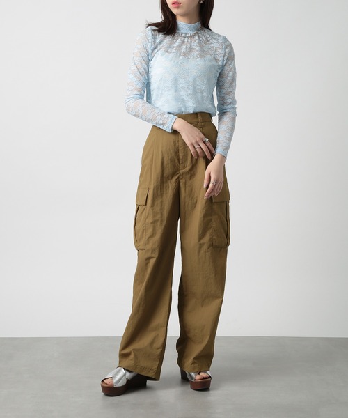 SETUP7（セットアップセブン）の「【SETUP7】Nylon straight cargo pants / ナイロンカーゴパンツ フラップポケット付き（カーゴパンツ・レディース・カーキ/ベージュ/チャコールグレー/ブラック・S/M）」の6枚目の写真