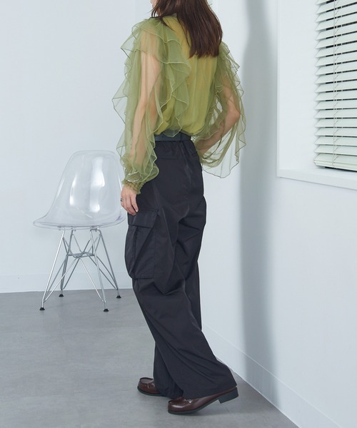 SETUP7（セットアップセブン）の「【SETUP7】Nylon straight cargo pants / ナイロンカーゴパンツ フラップポケット付き（カーゴパンツ・レディース・カーキ/ベージュ/チャコールグレー/ブラック・S/M）」の11枚目の写真