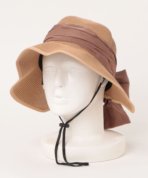 aimoha（アイモハ）の「リボン付き麦わら帽子（ハット・レディース・ブラック/ベージュ/キャメル・FREE）」の13枚目の写真
