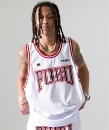 FUBU フブ ブランド ロゴ ワッペン 刺繍 ライン バスケットボール タンクトップ バスケットタンク