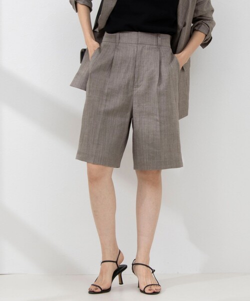 NOLLEY’S（ノーリーズ）の「《セットアップ対応》ウォッシャブルラミーシャンブレーショートパンツ（その他パンツ・レディース・ライトグレー/ブラウン・38/36）」の14枚目の写真