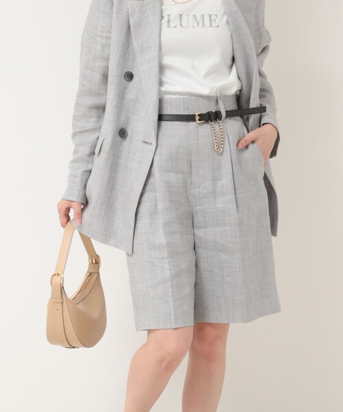 NOLLEY’S（ノーリーズ）の「《セットアップ対応》ウォッシャブルラミーシャンブレーショートパンツ（その他パンツ・レディース・ライトグレー/ブラウン・38/36）」の8枚目の写真