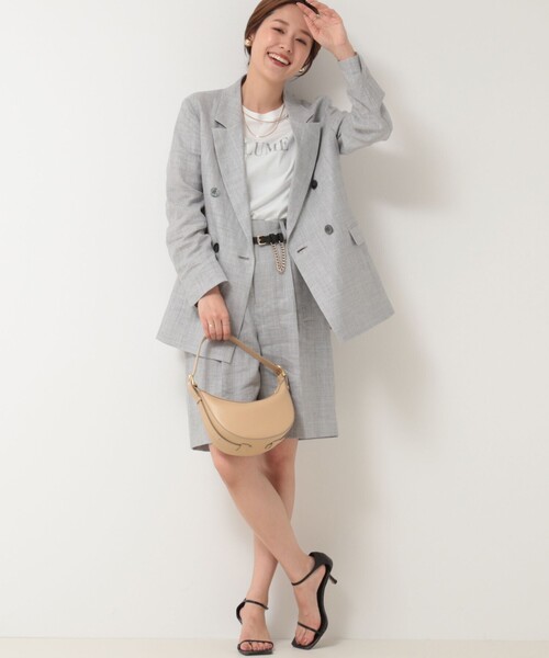 NOLLEY’S（ノーリーズ）の「《セットアップ対応》ウォッシャブルラミーシャンブレーショートパンツ（その他パンツ・レディース・ライトグレー/ブラウン・38/36）」の9枚目の写真